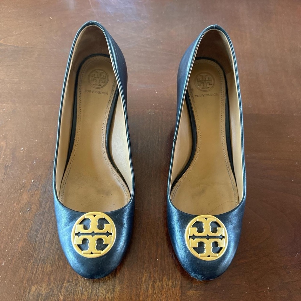 Tory Burch Black Chelsea Wedge size 8 Original. Used.